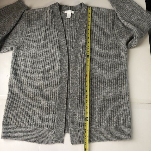 H&M Women’s Ribbed Open Front Cardigan Oversized Wool Blend Gray Size Small - Picture 7 of 16
